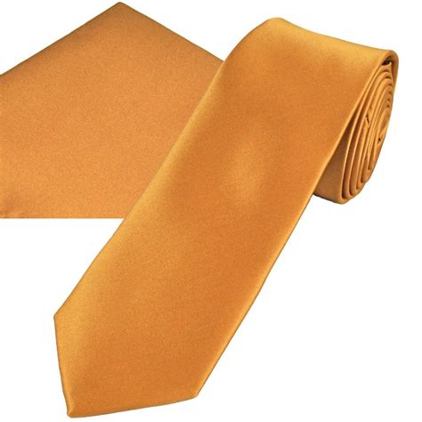 Plain Copper Men S Skinny Tie Pocket Square Handkerchief Set From