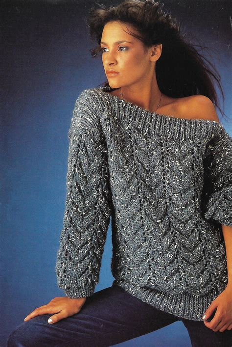 Ladies Chunky Knit Sweater Jumper Knitting Pattern Pdf Etsy Uk
