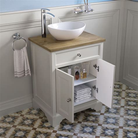 600mm Loxley Chalk Countertop Unit And Camila Basin Floor Standing