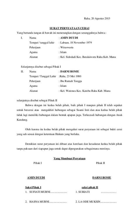 Contoh terbaru Contoh Surat Cerai Nikah Siri