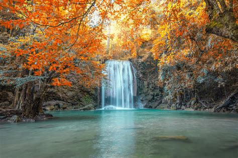 Erawan Waterfall In The Rainy Season Stock Photo Image Of Beautiful