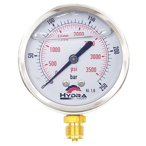 100mm Glycerine Hydraulic Pressure Gauge 0 3500 Psi 250 Bar 12