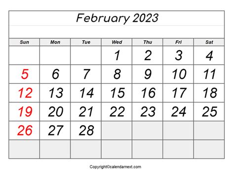 February 2023 Calendar Free Printable Calendar February 2023 Calendar