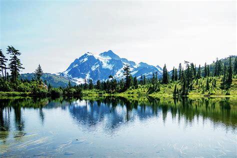 Amazing Mt Baker Reflection Panorama View At Picture Lake 1wausa