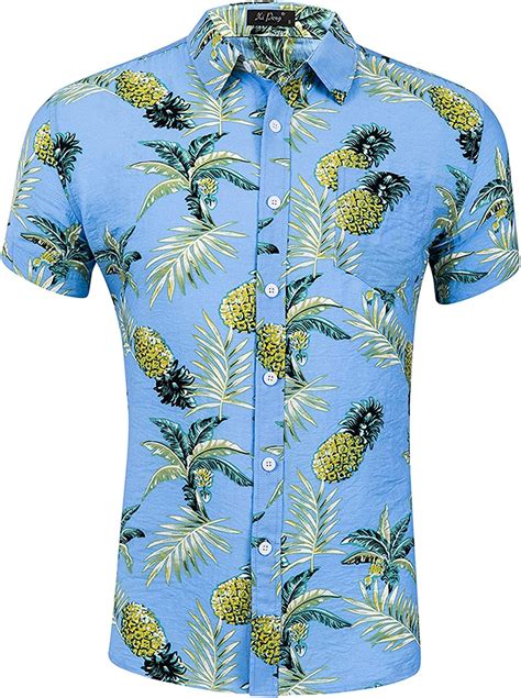 Herren Hawaiihemd Männer Kurzarm Urlaub Sommer Aloha Bedruckter Strand Beilaufig Hawaii Hemd