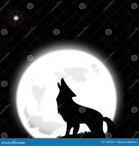 Wolf And The Moon Line Icon Wild Animal Vector Illustration Isolated