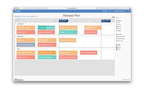 Release Plan Template Calendar Excel Digital Product Roadmap
