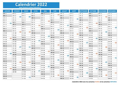 Semaine Paire Semaine Impaire Calendrier 2022 2023