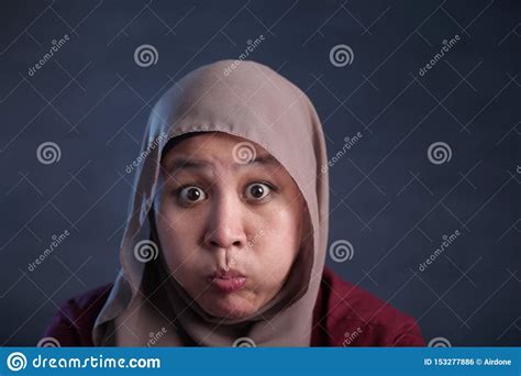 Muslim Woman Blowing Or Puffing Cheek Stock Photography Cartoondealer