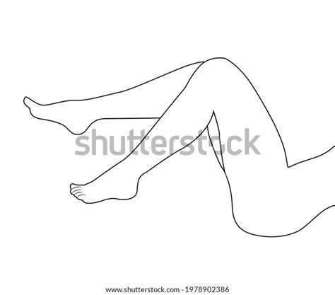 Beautiful Sexy Bare Legs Of Woman Silhouette Outline Drawing Vector Illustration Woman Lying