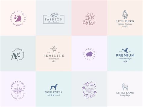 Elegant Feminine Premade Logos Set Branding And Logo Templates