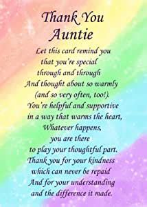 Thank You Auntie Poem Verse Greeting Card Amazon Co Uk Stationery