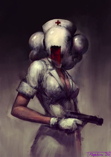 Bubble Twin Tail Nurse 伊藤暢達adsk4 Pixiv Nurse Art Silent Hill Concept Art