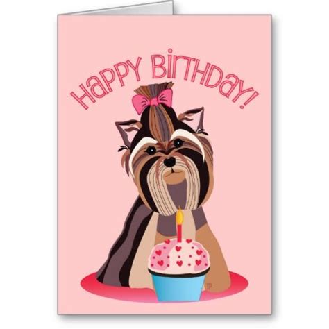 Happy Birthday Yorkshire Terrier Card Zazzle Birthday Wishes 