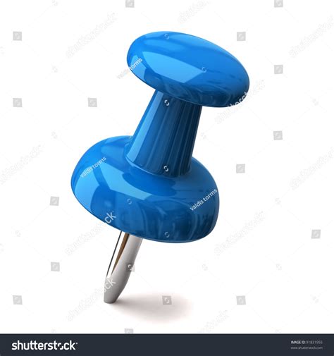 Blue Push Pin Isolated On White Background Stock Photo 91831955