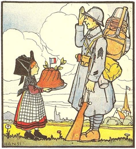 La Petite Alsacienne Et Le Soldat Français Illustration Histoire En