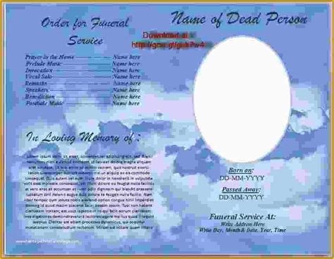 Free Downloadable Obituary Program Templates Of 4 Funeral Program