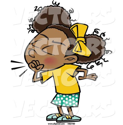 vector of cartoon girl coughing by toonaday 200367
