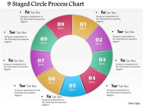 0714 Business Consulting 9 Staged Circle Process Chart Powerpoint Slide