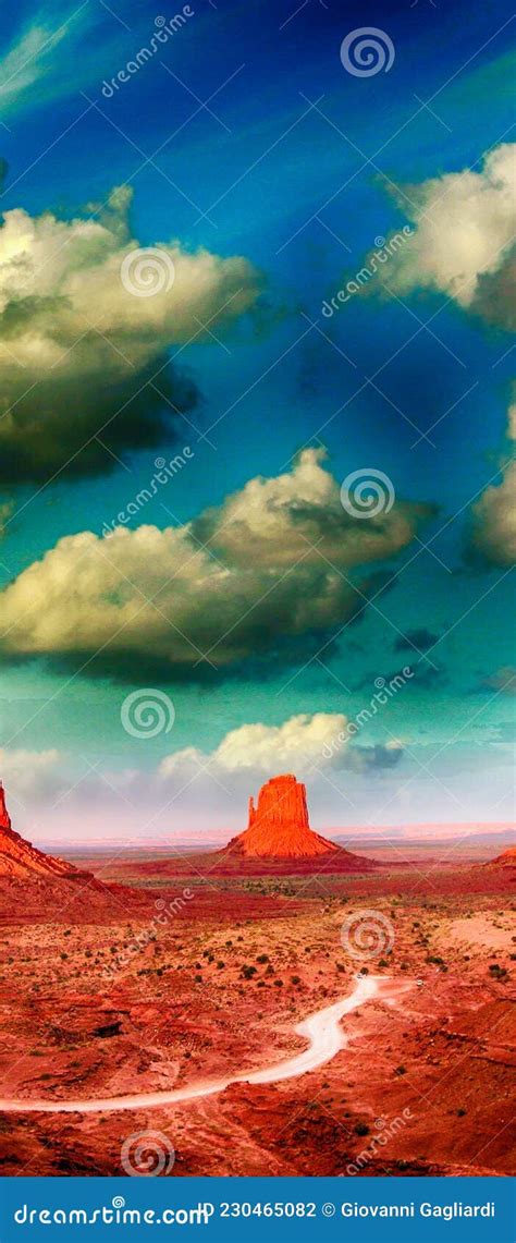 Stunning Sunset Colors In The Monument Valley National Park Stock Photo