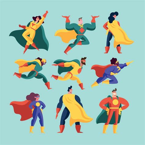 Set Of Different Superheroes 11176510 Vector Art At Vecteezy
