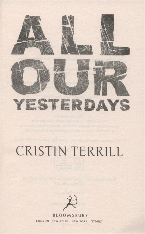 All Our Yesterdays By Terrill Cristin 9781408835197 Brownsbfs