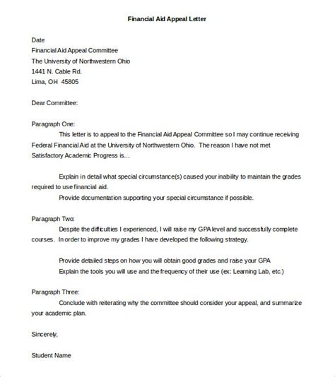 appeal letter sample template business