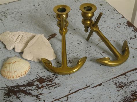 Nautical Candle Holders Brass Anchor Candle Holders Ocean