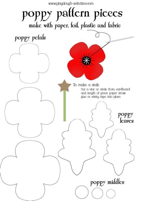 Image Result For Free Felt Poppy Pattern Poppy Template Felt Flowers