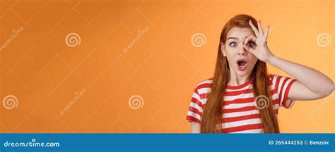 Surprised Excited Shocked Young Redhead Girl Gasping Impressed Look