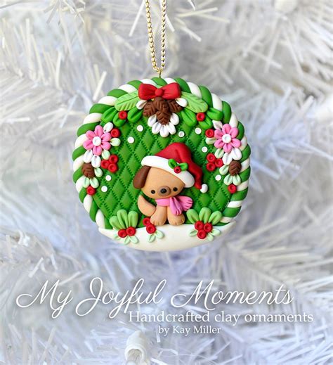 Handcrafted Polymer Clay Christmas Puppy Ornament Etsy