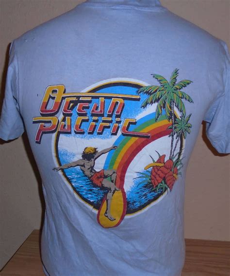 Vintage 1980s Op Ocean Pacific Rainbow Surf T Shirt Medium Damage By