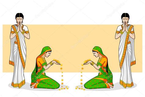 Welcome Gesture Woman Indian Woman In Welcome Gesture — Stock Vector