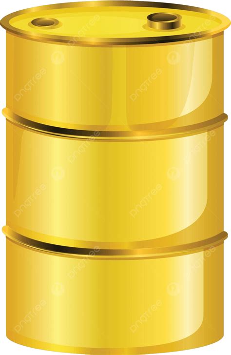 A Yellow Oil Barrel Cylindrical Container Graphic Golden Yellow Vector