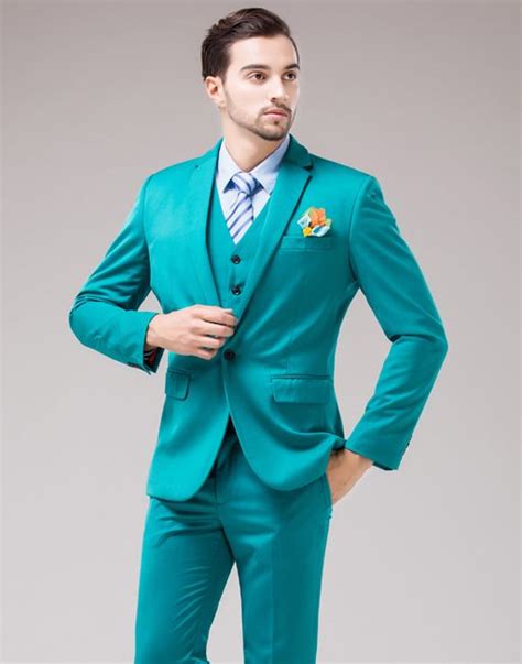 Mens Suits For Wedding Green Colour Groom Portrait Wedding Blue