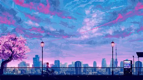 Download Lofi Anime City Hd Wallpaper By Ronald Kuang