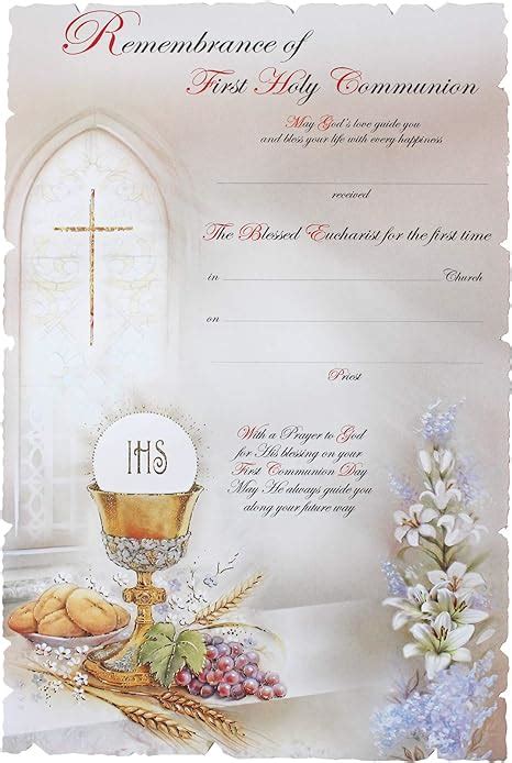Widdle Celebrations Remembrance Of First 1st Holy Communion Certificate
