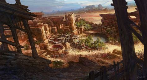 Oasis In The Desert By Crs1009 On Deviantart Fantasy Art Landscapes