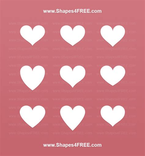 simple hearts photoshop custom shapes shapes4free