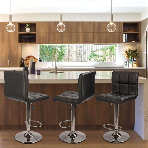 The kitchen counter stools are space saving tucked under the bar or countertop. Homall Modern PU Leather Adjustable Swivel Barstools ...
