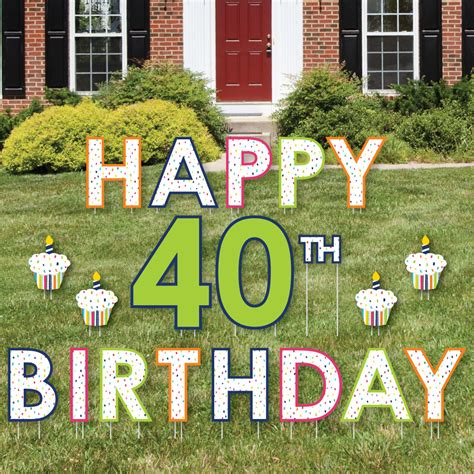 40th Birthday Cheerful Happy Birthday Yard Sign Outdoor Lawn