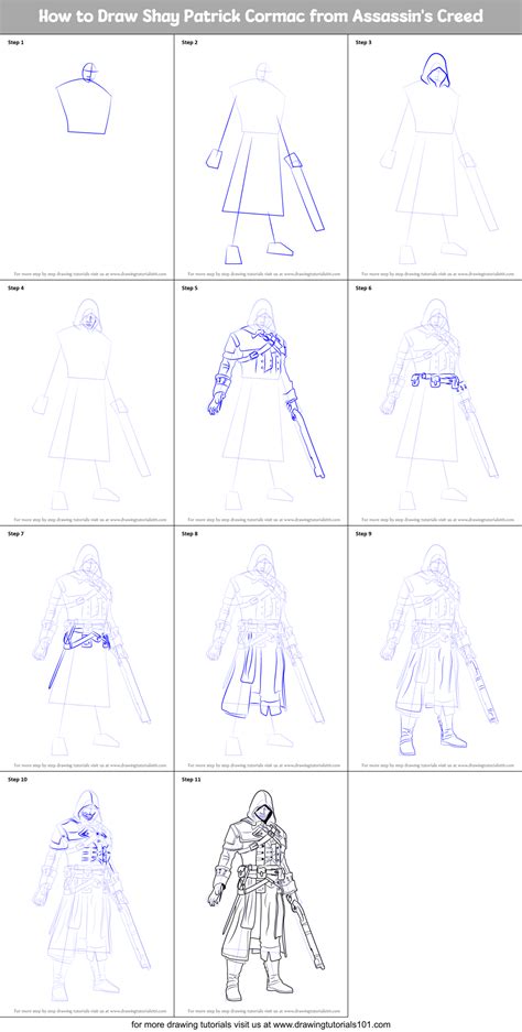 How To Draw Shay Patrick Cormac From Assassins Creed Printable Step By Step Drawing Sheet