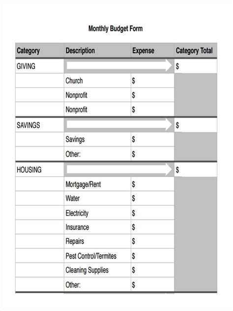 Printable Church Budget Template Printable World Holiday
