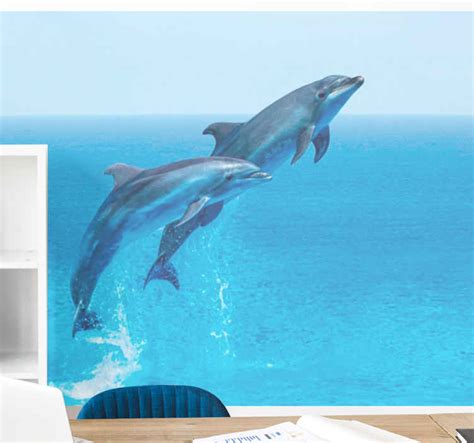 Jumping Dolphins Wall Mural Tenstickers