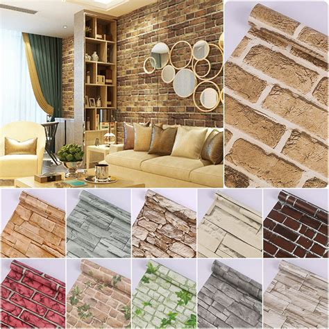 3d Vintage Wall Paper Brick Stone Effect Rolling Wallpaper Diy Decor Us