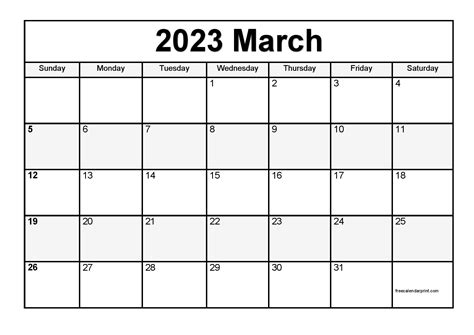 March 2023 Calendar Printable Pdf Blank Templates