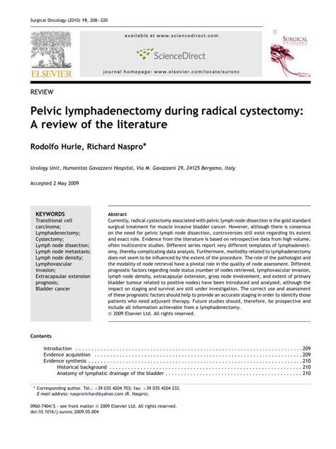 PDF Pelvic Lymphadenectomy During Radical Cystectomy A Review Of The