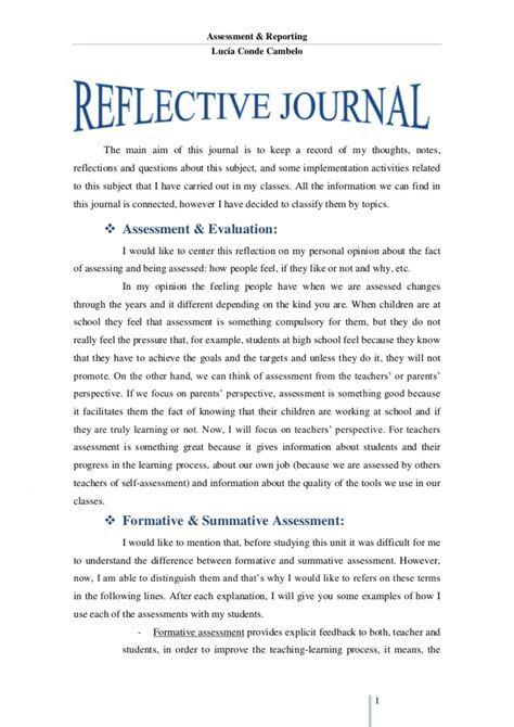 Teacher reflection journal are used to help them analyze experiences working with students and relate it to other experiences as well as with theories and methods they were taught. 001 Essay Example Examples Reflective L Journal ~ Thatsnotus