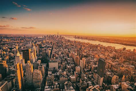 Sunset Over The New York City Skyline Photograph By Vivienne Gucwa