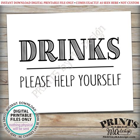 Drinks Sign Please Help Yourself To A Beverage Station Sign Printable